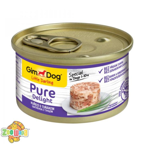 Gimpet Влажный корм для собак "Цыпленок с тунцом" кусочки в желе Gimdog Pure Delight (85 г) (G-513164 /027), (1111148275)