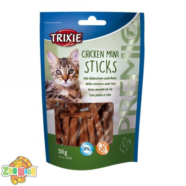 Trixie Лакомство для кошек PREMIO Mini Sticks курица/рис 50гр (42708), (1111133313)