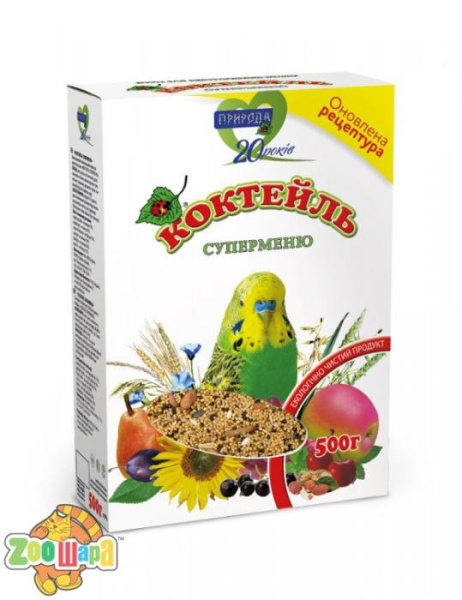 Природа Корм Природа Коктейль для попуг Суперменю 500г арт.PR740030 (PR740030 Картон), (1111145599)