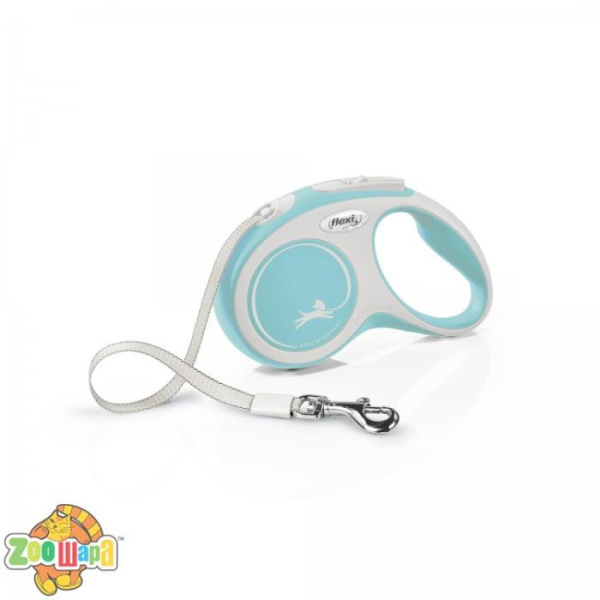 Flexi Рулетка NEW COMFORT S 5м (лента) голубая, (арт.FL43516)