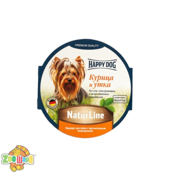 Happy Dog Вологий корм Happy Dog Happy Schale NaturLine KalbReis для собак у вигляді паштету з куркою та качкою, 85 г,1002728