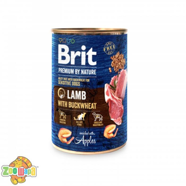 Brit Premium Корм Brit Premium вологий для собак Бріт Преміум з ягнятиною та гречкою 400 г, арт 100414/8614 (100414/8614), (1111159945)