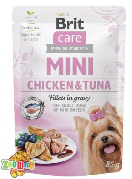 Brit Care Корм Brit Care вологий для собак Бріт Пате енд Міт Міні з філе курки та тунця в соусі 85г арт.100217/4425 (100217/4425), (1111162667)