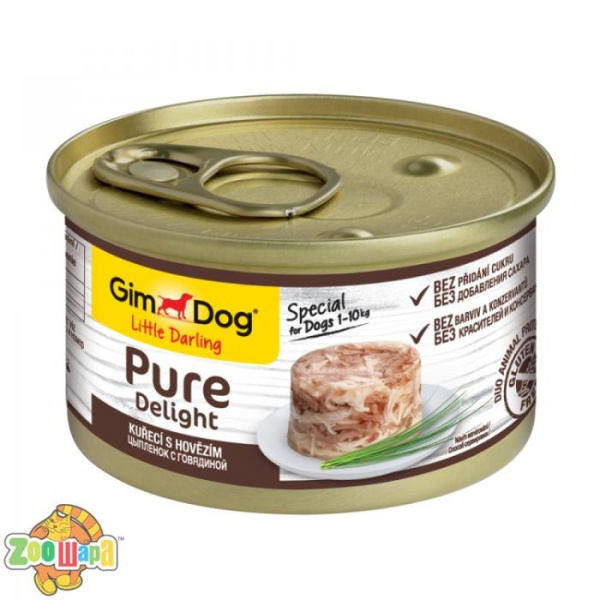 Gimpet Влажный корм для собак "Цыпленок с говядиной" кусочки в желе Gimdog Pure Delight (85 г) (G-513171 /034), (1111148276)