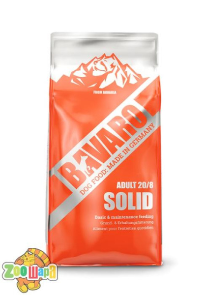 BAVARO (Баваро) 18 кг. сухой корм для рабочих собак, менее активных, пожилых,  Solid 20/8
