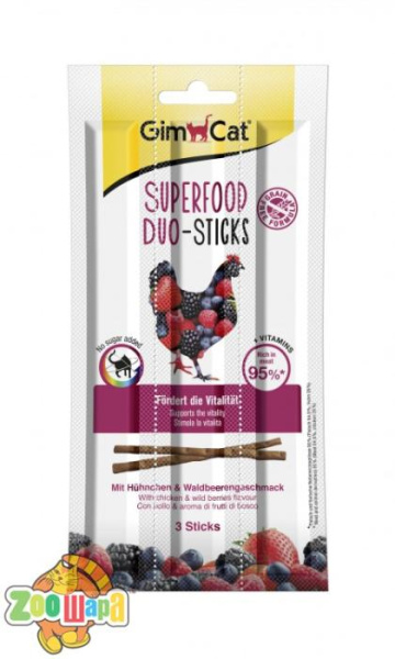 Gimpet Ласощі GimCat для котів палички ГімКет Стікс Дуо з куркою та лісовим ягодами 3 по 5г арт.420578 (G-420578), (1111146624)