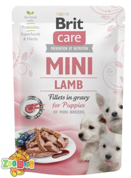 Brit Care Корм Brit Care вологий для цуценят Бріт Пате енд Міт Міні Паппі з філе ягняти в соусі 85г арт.100216/4418 (100216/4418), (1111162666)