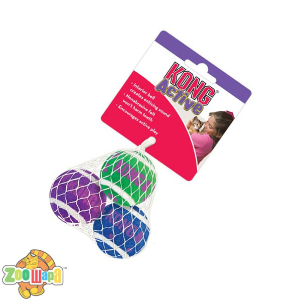 KONG Іграшка KONG Cat Active Tennis Balls тенісні м'ячі з бубонцями 3 шт.
