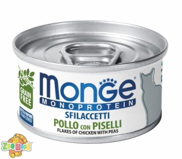 MONGE CAT MONOPROTEIN мясные хлопья курица с горошком