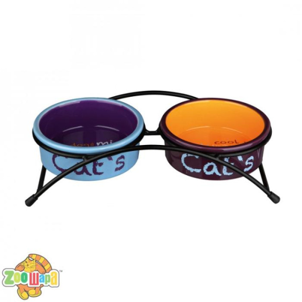 Trixie Подставка Eat on Feet с яркими керам. мисками для котов 0,3л/12см (24791), (1111136681)