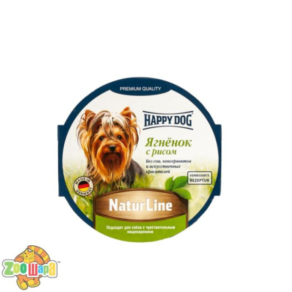 Happy Dog Вологий корм Happy Dog Happy Schale NaturLine KalbReis для собак у вигляді паштету з ягням і рисом, 85 г,1002724