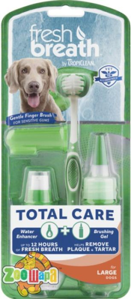 TropiClean Набір для догляду за ротовою порожниною "Свіжий подих" (+дропси), для собак великих порід, 59 мл