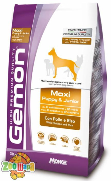 GEMON 15 кг.  DOG Maxi Puppy & Junior курица с рисом