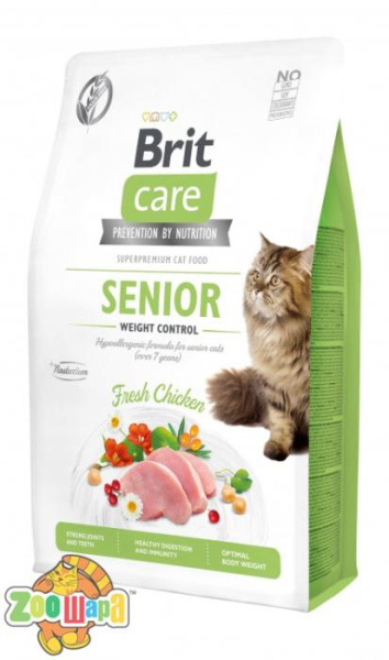 Brit Care Корм Brit Care Cat сухий для котів похилого віку з надмірною вагою Бріт Кеа Кет Грейн Фрі Сеньор Вейт Контрол 2кг арт.171314 (171314/0945), (1111162376)