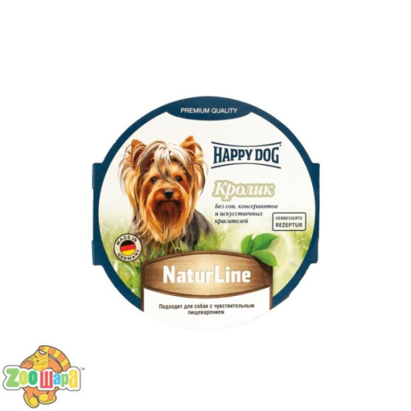 Happy Dog Вологий корм Happy Dog Happy Schale NaturLine KalbReis для собак у вигляді паштету з кроликом, 85 г,1002723