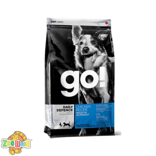 GO! Сухой корм для взрослых собак и щенков Daily Defence Chicken Recipe с цельной курицей, фруктами и овощами (2,72 кг)