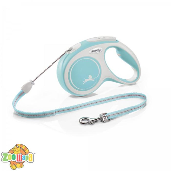 Flexi Рулетка NEW COMFORT M 5м (трос)голубая, (арт.FL42915)