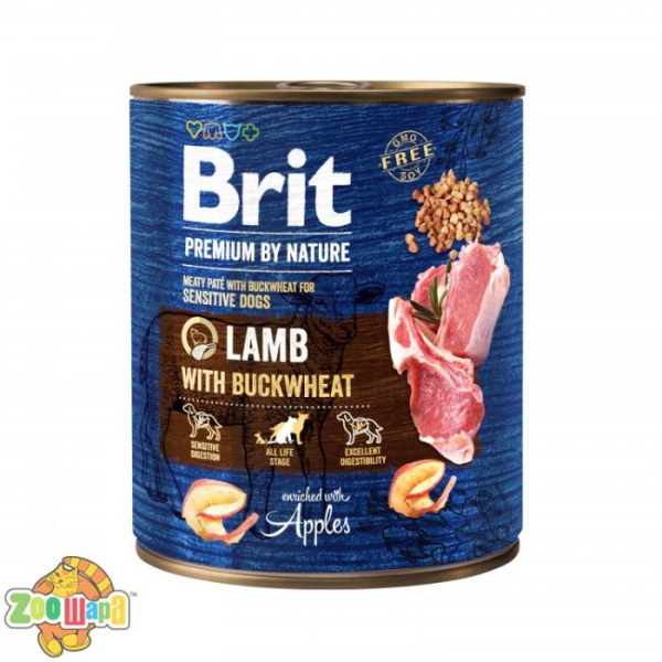 Brit Premium Корм Brit Premium вологий для собак Бріт Преміум з ягнятиною та гречкою 800 г, арт 100416/8638 (100416/8638), (1111159946)