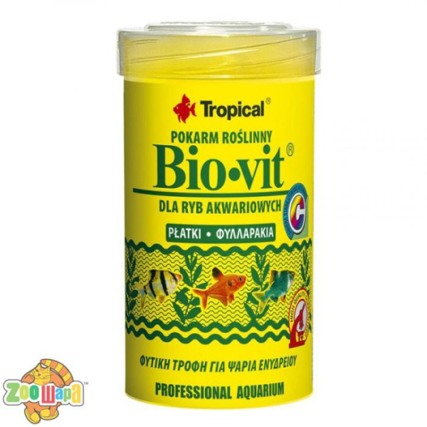 Tropical Bio-vit   100ml /20g (хлопья)растит. корм для всех видов рыб (77013), (1111138232)