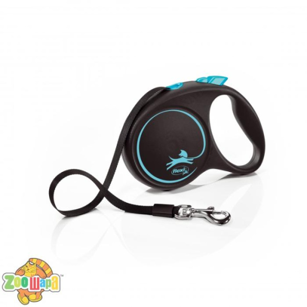 Flexi Рулетка BLACK DESIGN M  5м (лента) синяя, (арт.FL34033)