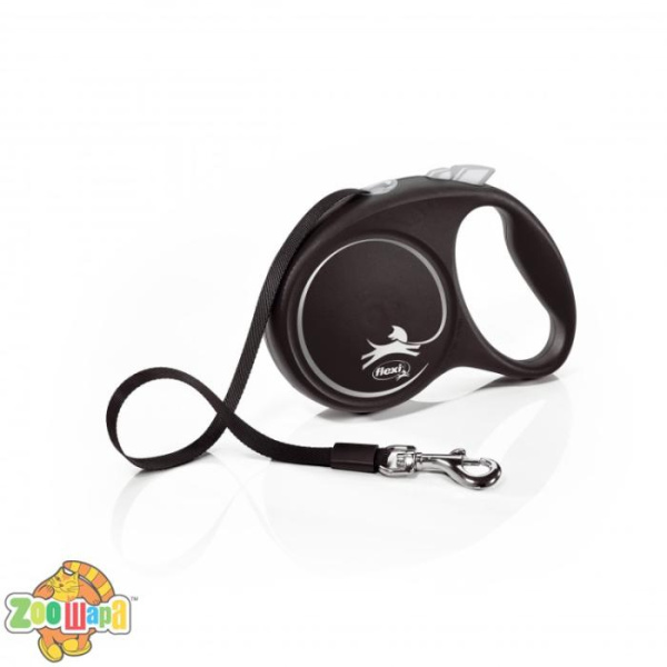 Flexi Рулетка BLACK DESIGN M  5м (лента) черная, (арт.FL34002)