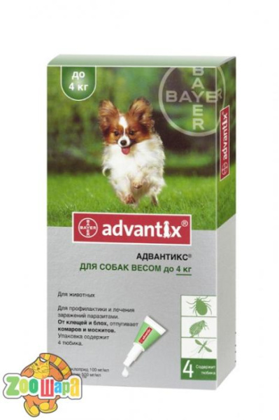 Bayer (Байер) Advantix для собак весом до 4 кг, 1 пипетка