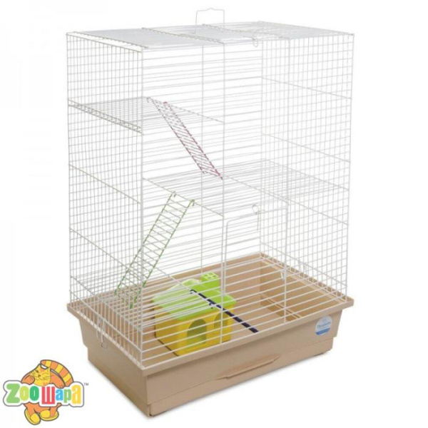 Природа Клітка Природа Нюра з будиночком для гризунів 44*27*59 біла/бежева арт.PR241524 (PR241524), (1111159146)
