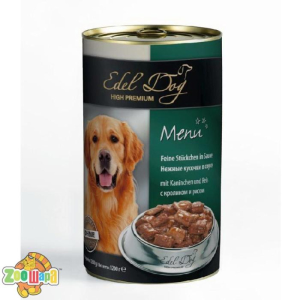 Edel Dog Dog влажный корм для собак КРОЛИК И РИС (1,2 кг) консерва (1000336/178010), (1111140252)