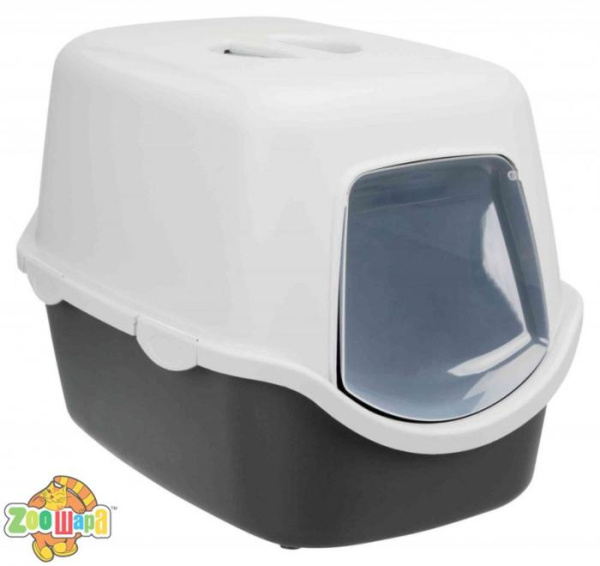 Trixie Туалет для котов Vico закрытый, 40 ? 40 ? 56 см, графитовый/светло-серый, пластик (40271), (1111150307)
