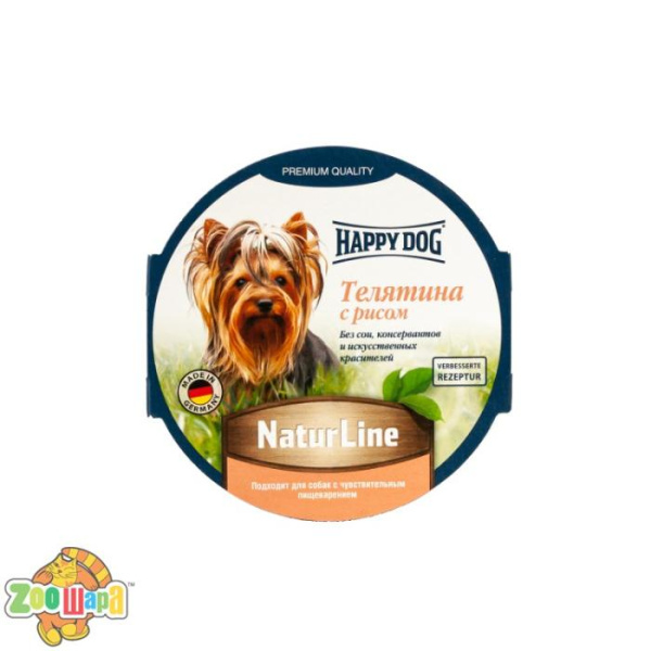 Happy Dog Вологий корм Happy Dog Happy Schale NaturLine KalbReis для собак у вигляді паштету з телятиною і рисом, 85 г,1002730