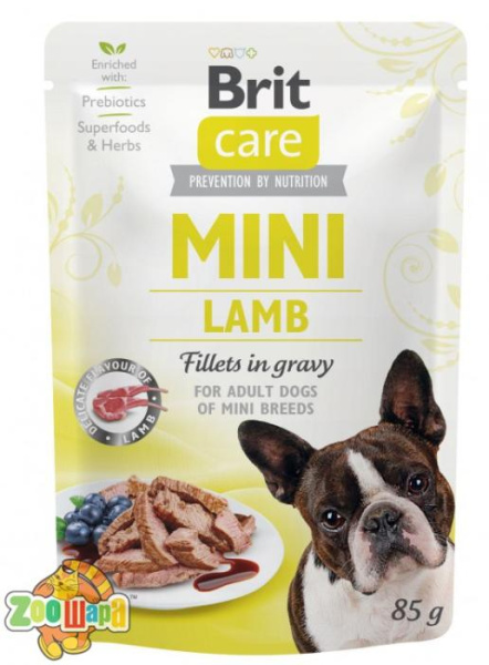 Brit Care Корм Brit Care вологий для собак Бріт Пате енд Міт Міні з філе ягняти в соусі 85г арт.100215/4401 (100215/4401), (1111162665)