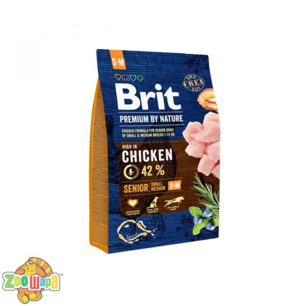 Brit Premium Senior S+M (3 кг) cухой корм для стареющих собак мелких и средних пород (170820/6390), (1111150958)