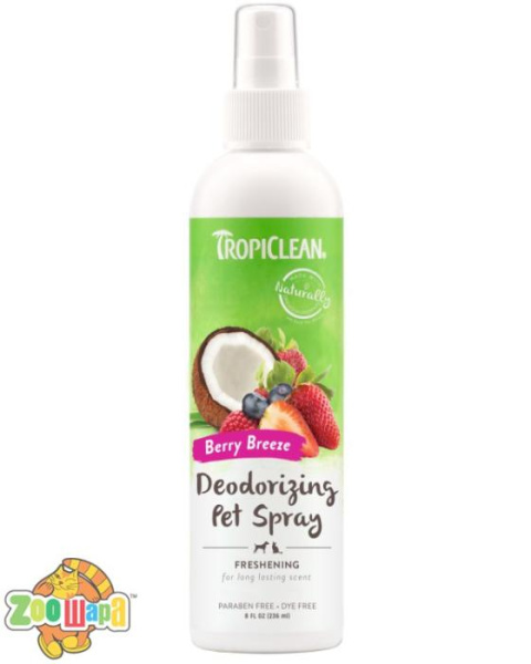 TropiClean Дезодоруючий ароматизований спрей "Свіжа ягода", 236 мл