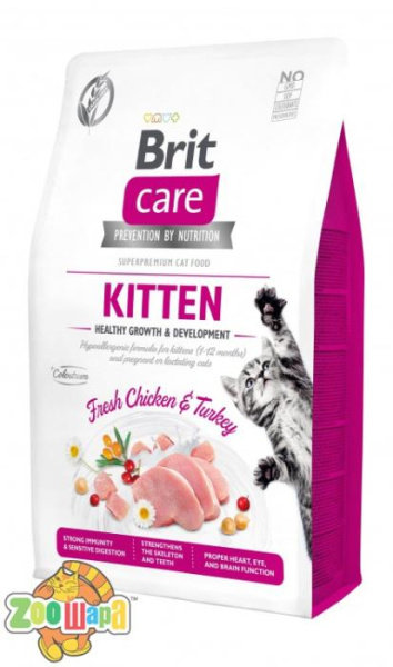 Brit Care Корм Brit Care Cat сухий для кошенят для здорового росту та розвитку Бріт Кеа Кет Грейн Фрі Хелсі Гровз енд Девелопмент 2кг арт. (171278/0679), (1111162349)