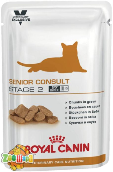 Royal Canin (Роял Канин) Консервы (пауч) для котов и кошек старше 7 лет, имеющих видимые признаки старения SENIOR CONSULT STAGE-2 100г