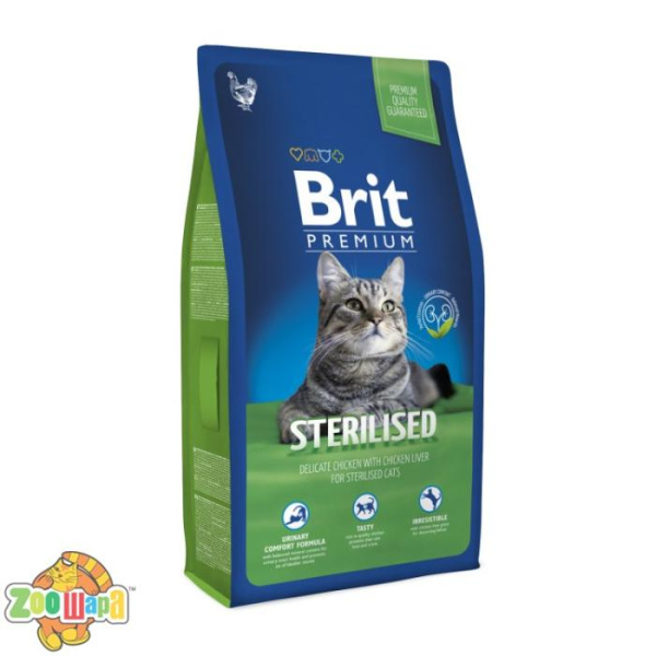 Brit Premium Cat Sterilised (8 kг) сухой корм с курицей для стерилизованных кошек и кастрированных котов всех пород (170366/3178), (1111143815)