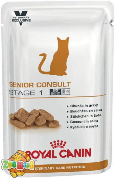 Royal Canin (Роял Канин) Консервы (пауч) для котов и кошек старше 7 лет, не имеющих видимых признаков старения SENIOR CONSULT STAGE-1 100г