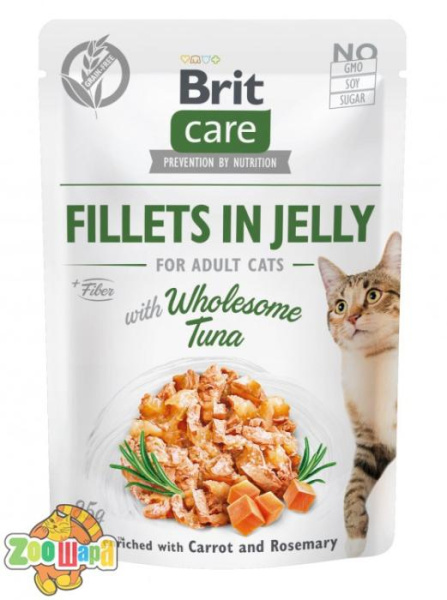 Brit Care Корм Brit Care вологий для котів Бріт Кеа Кет філе в желе з тунцем 85г арт.100533 (100533/0556), (1111163842)