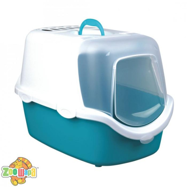 Trixie Туалет закрыт.для котов Vico Easy Clean с дверью 40*40*56cm аквамарин/белый (40345), (1111149306)
