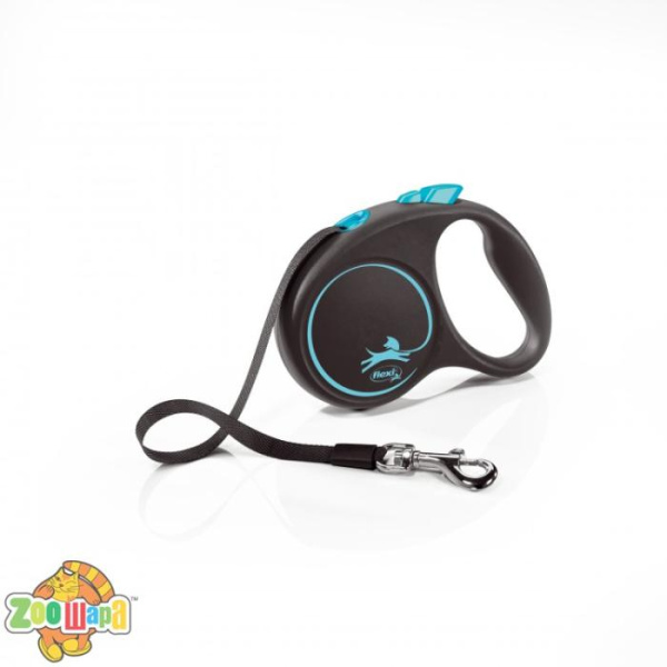 Flexi Рулетка BLACK DESIGN S 5м (лента) синяя, (арт.FL33937)