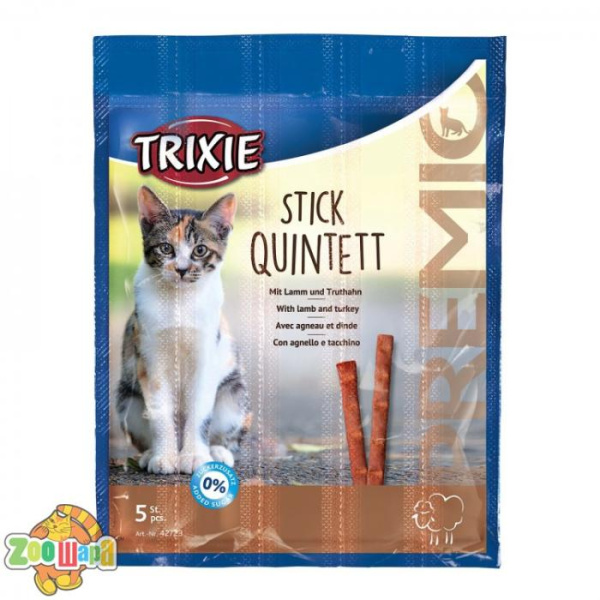 Trixie Палочки PREMIO Quadro-Sticks ягненок/индейка для кошек 5шт*5гр (42723), (1111135171)
