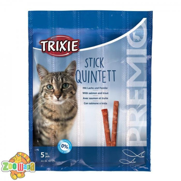 Trixie Палочки PREMIO Quadro-Sticks лосось/форель для кошек 5шт*5гр (42725), (1111135173)