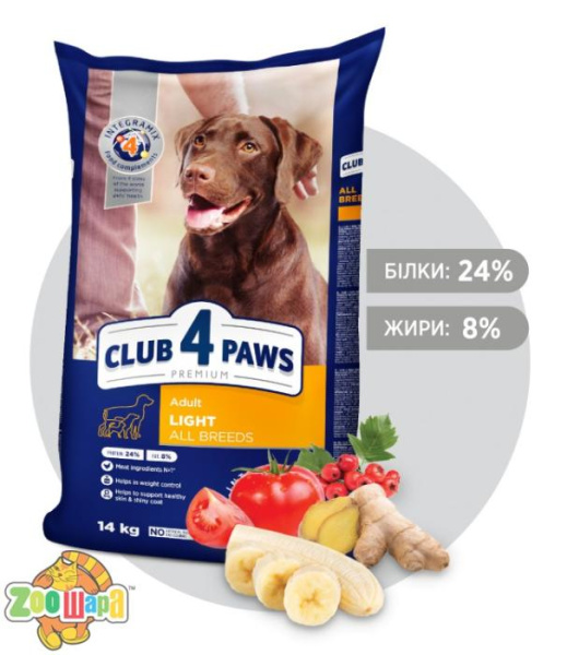 Клуб 4 лапы Premium сухой корм контроль веса для собак всех пород, 14кг