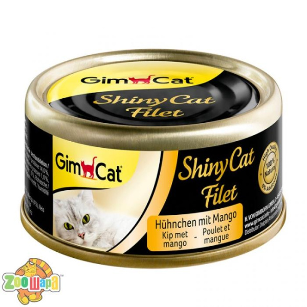 Gimpet Влажный корм для кошек "Цыпленок с манго" кусочки в желе Gimcat ShinyCat Filet (70 г) (G-412979 / 413792), (1111140228)